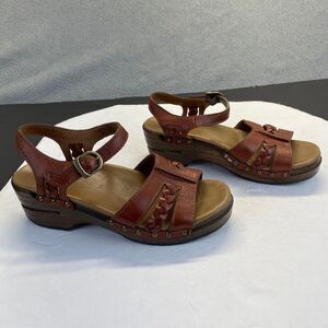 Dansko Brown Leather Braided Strap Sandal